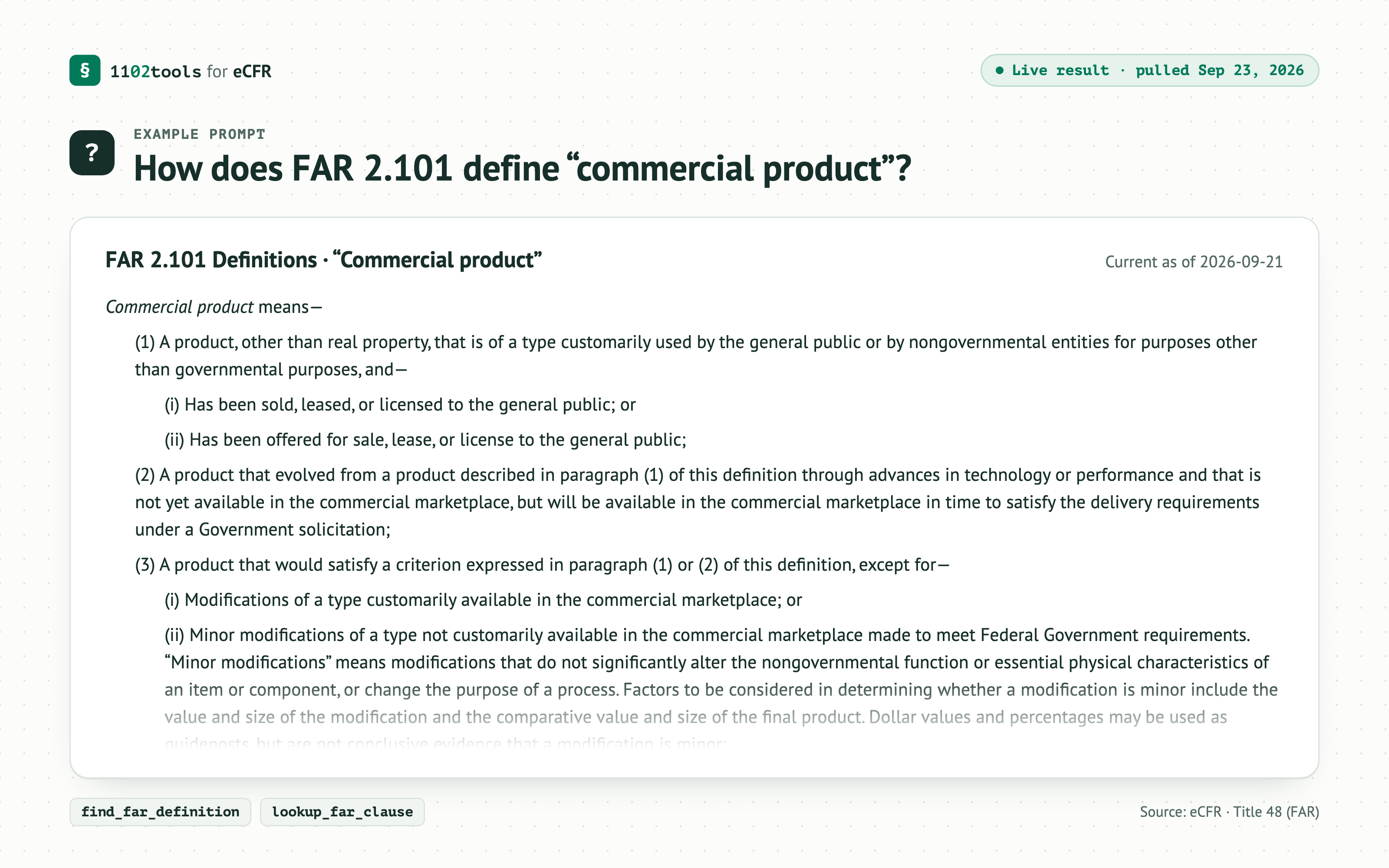 1102tools for eCFR screenshot