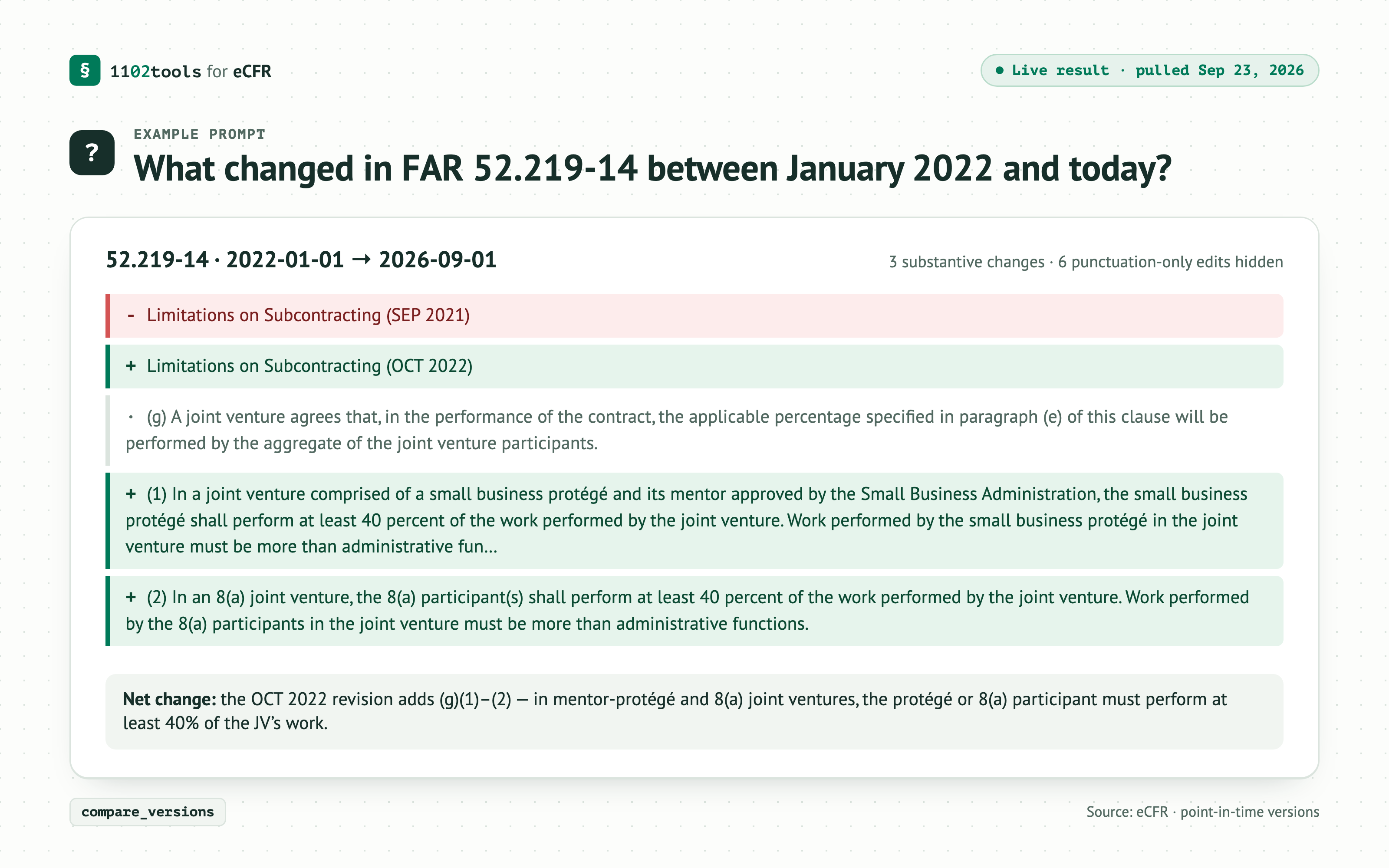 1102tools for eCFR screenshot